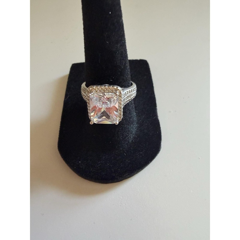 FZN 925 CN Sterling Silver Pave Clear White CZ Ring   Size 7